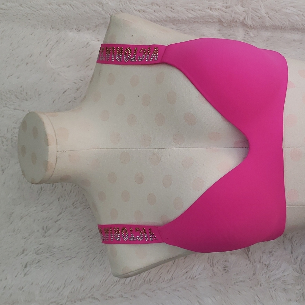 Pink victorias secret bra with rhinestone VS